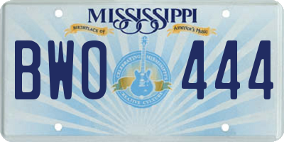 MS license plate BWO444