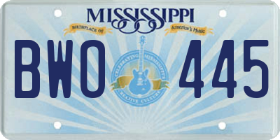 MS license plate BWO445
