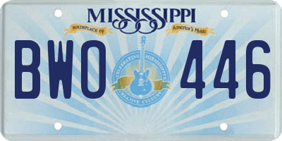 MS license plate BWO446