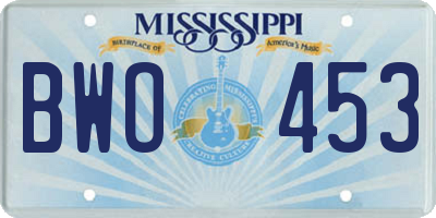 MS license plate BWO453
