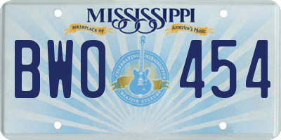 MS license plate BWO454