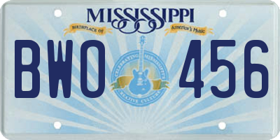MS license plate BWO456