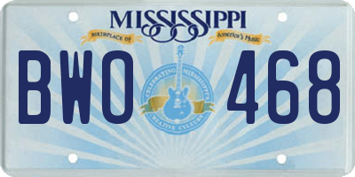 MS license plate BWO468
