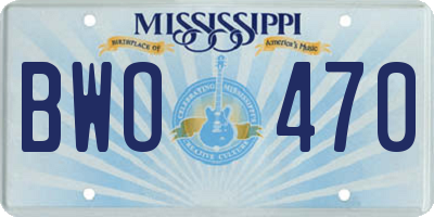 MS license plate BWO470