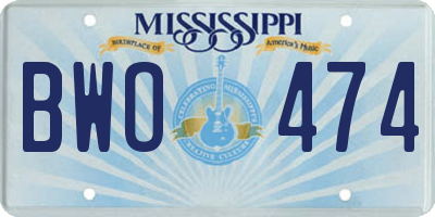 MS license plate BWO474