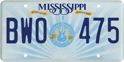MS license plate BWO475