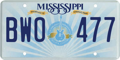 MS license plate BWO477