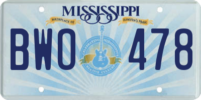 MS license plate BWO478