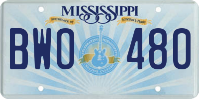 MS license plate BWO480