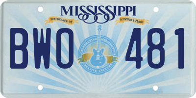MS license plate BWO481