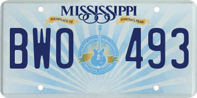 MS license plate BWO493