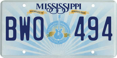 MS license plate BWO494