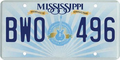 MS license plate BWO496