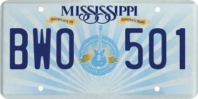 MS license plate BWO501