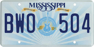 MS license plate BWO504