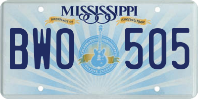 MS license plate BWO505