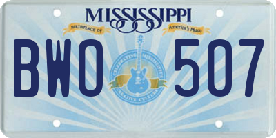 MS license plate BWO507