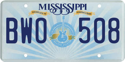 MS license plate BWO508