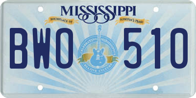 MS license plate BWO510