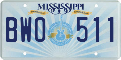 MS license plate BWO511