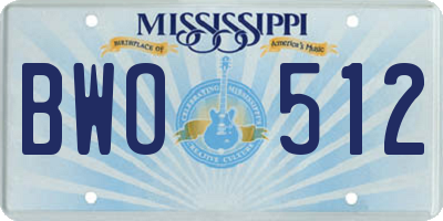MS license plate BWO512
