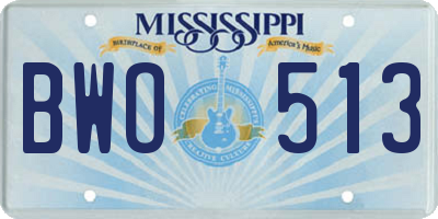 MS license plate BWO513
