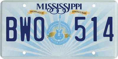 MS license plate BWO514