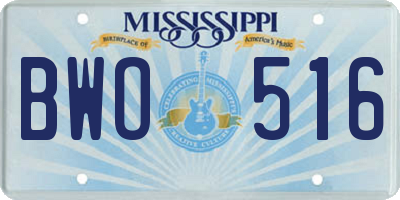 MS license plate BWO516