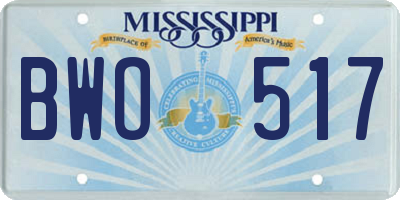 MS license plate BWO517