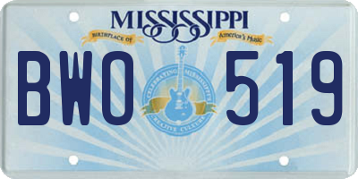MS license plate BWO519
