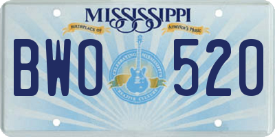 MS license plate BWO520