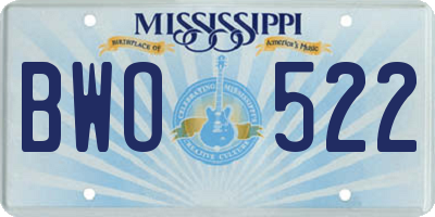 MS license plate BWO522