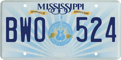 MS license plate BWO524