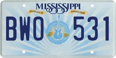 MS license plate BWO531