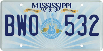 MS license plate BWO532