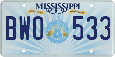 MS license plate BWO533
