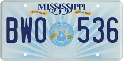 MS license plate BWO536