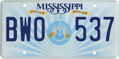 MS license plate BWO537