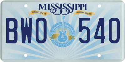 MS license plate BWO540