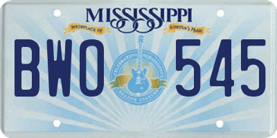 MS license plate BWO545