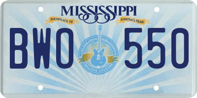 MS license plate BWO550