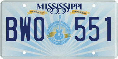 MS license plate BWO551