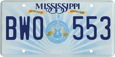 MS license plate BWO553