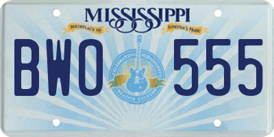 MS license plate BWO555