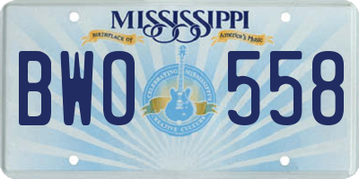 MS license plate BWO558