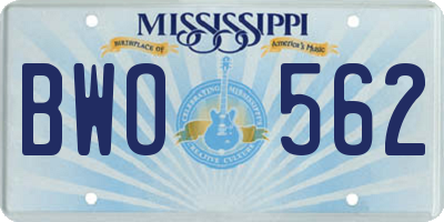 MS license plate BWO562
