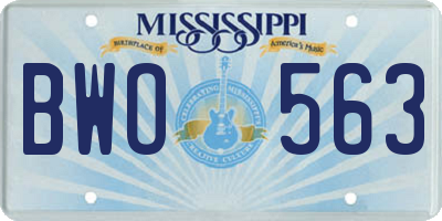 MS license plate BWO563