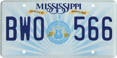 MS license plate BWO566