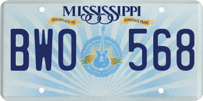 MS license plate BWO568