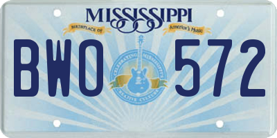 MS license plate BWO572